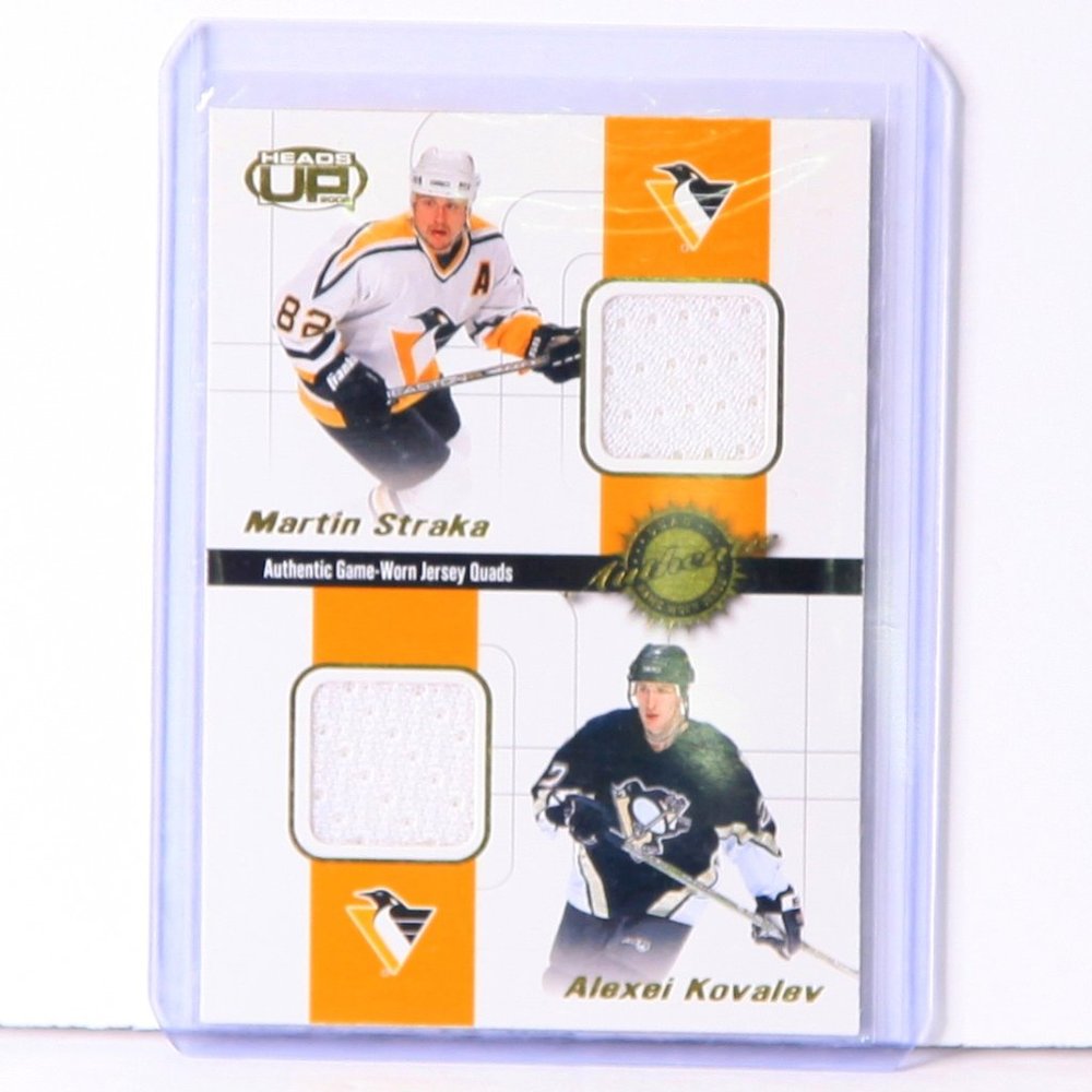 Heads Up 2002 Jersey Card - 4 Pittsburgh Penguin Players - Kovalev, Straka.....
